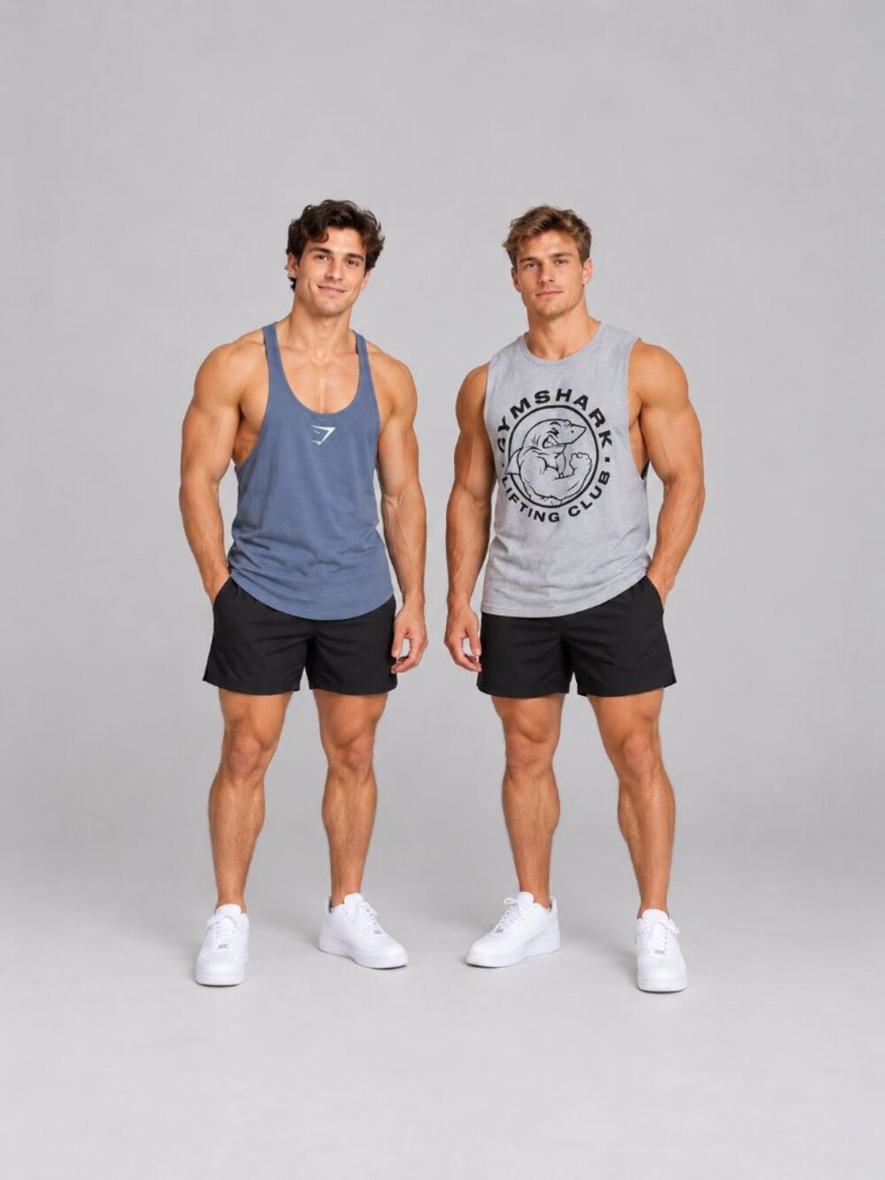 Gymshark Tank Bundle M Lot of 2 Stringer & Lifting Club Gray Workout